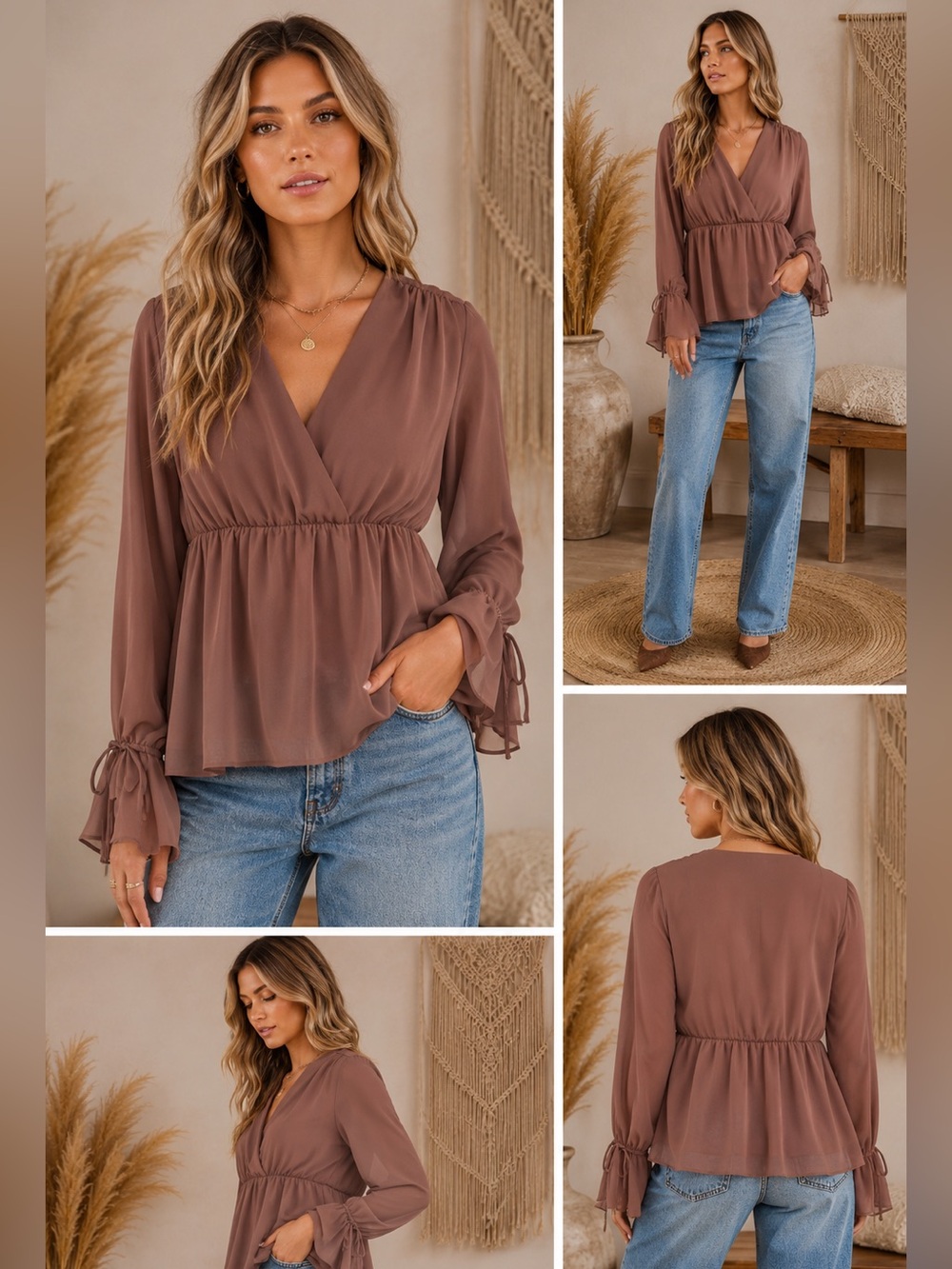 043 NWT Open Edit Women's V-Neck Peplum Blouse